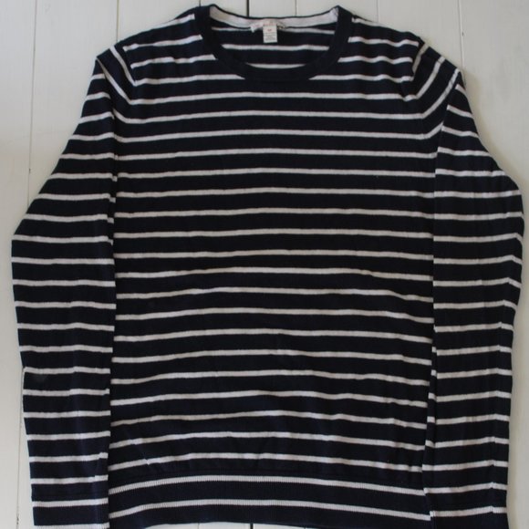 GAP Navy and White Stripe Knit Long Sleeve, (Made With Silk) - Picture 2 of 7
